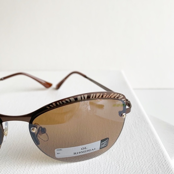 NWT semi rimless brown and tan sunglasses - Picture 2 of 5